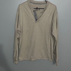 Khaki Hanes Long Sleeve Button Up